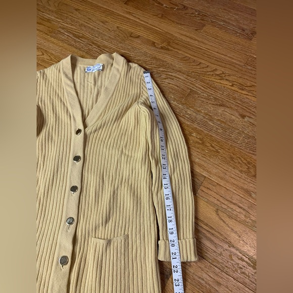 VTG Trimingham’s Bermuda Scottish Cashmere Cardigan Ribbed Tan/Yellow/Beige M - Picture 6 of 7